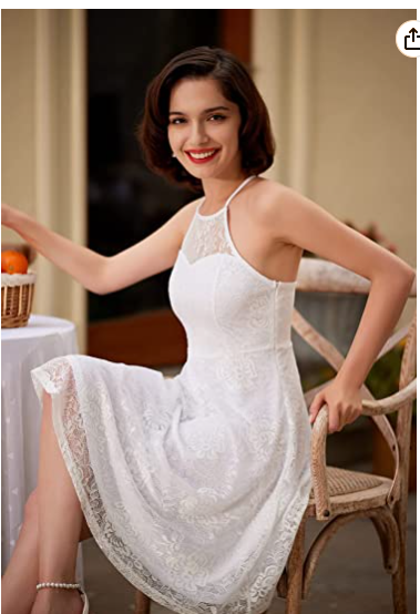 Lace Cocktail Dresses for Women Wedding Guest A-Line Keyhole Party Short Formal Prom Dress - VelvetHem