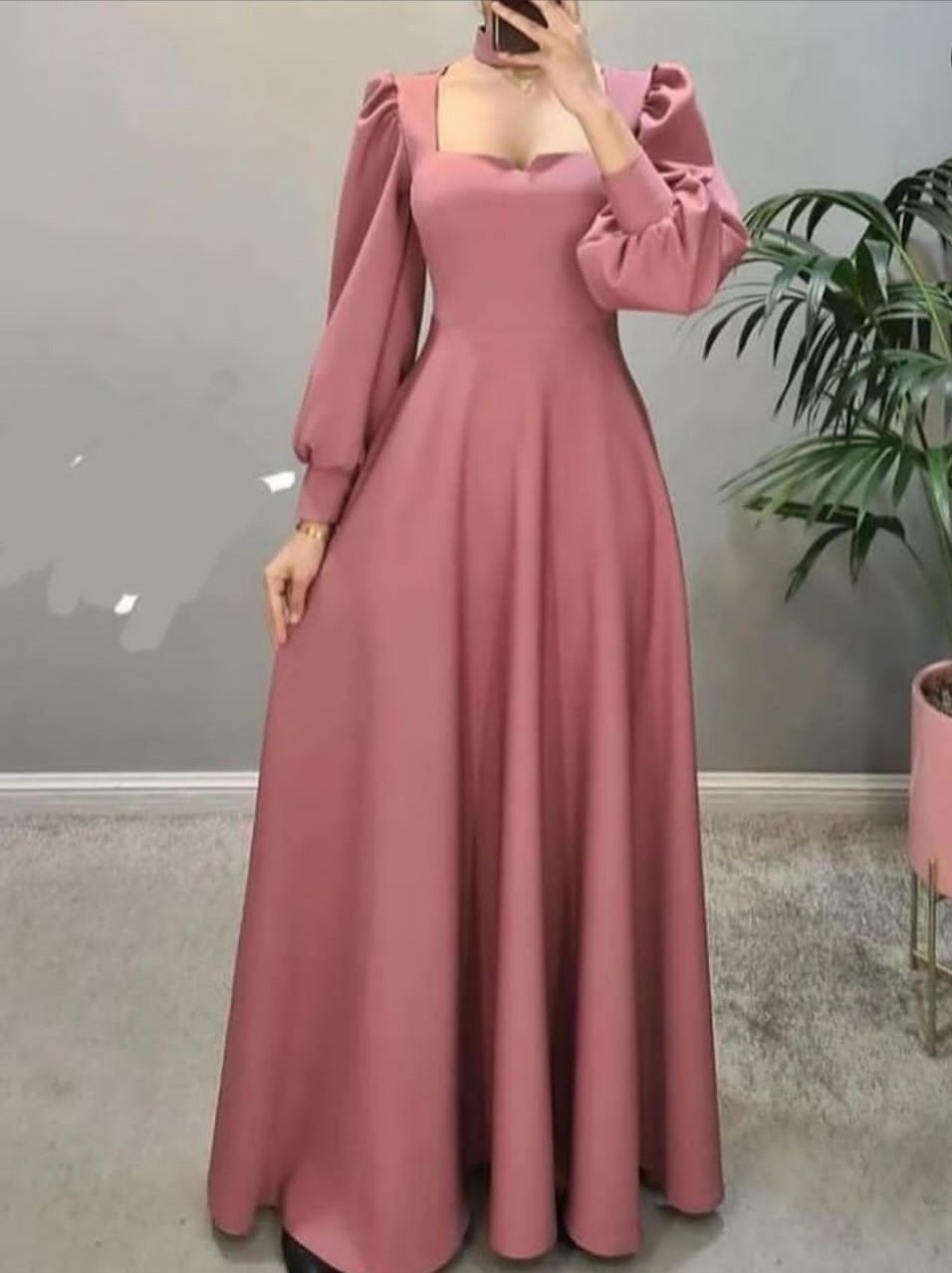 Vintage A-line Long Sleeves Satin Prom Dress - VelvetHem