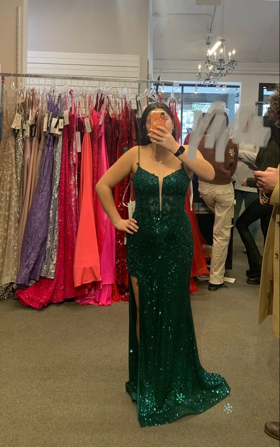 Fashion Emerald Green Sparkly Prom Dress Emerald Green Evening Dress Y6314 - VelvetHem