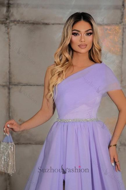 Fabulous One Shoulder Sleeveless Long Prom Dress Ribbons