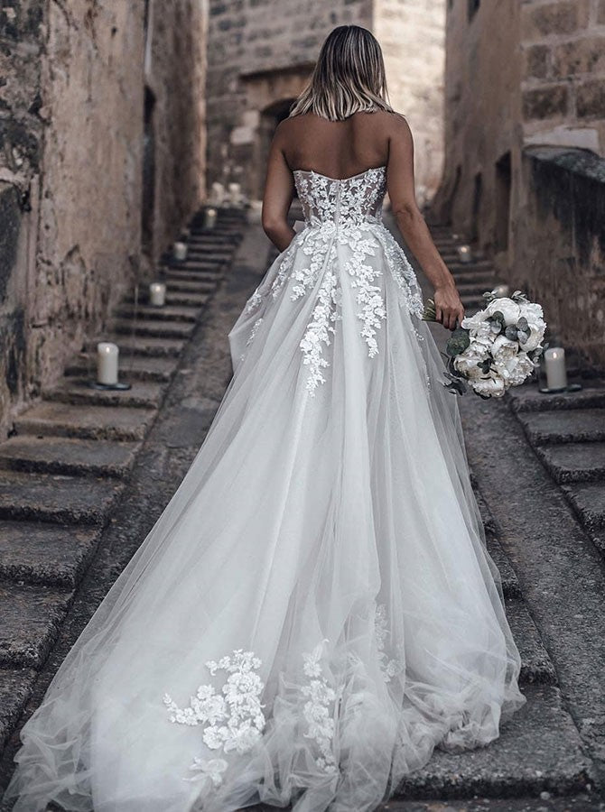 Fairy Sweetheart Beach Wedding Dress With Lace Appliques Online