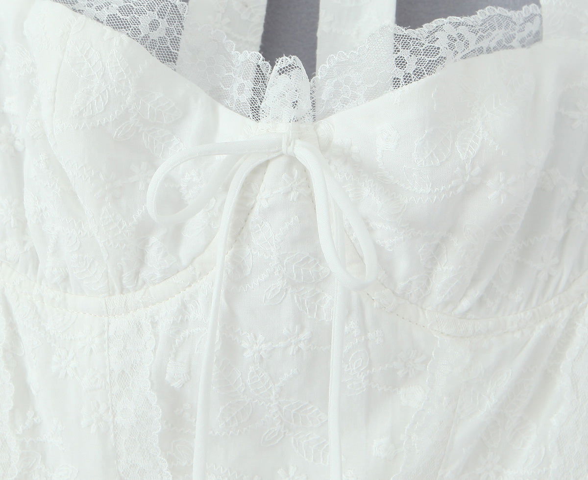 FallFresh Simple Lace Halter Suspender Dress