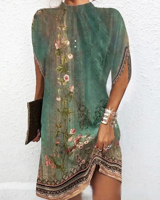 Assunta Effortless Fashionable Batwing Sleeve Dress Elevated Occasion Wear