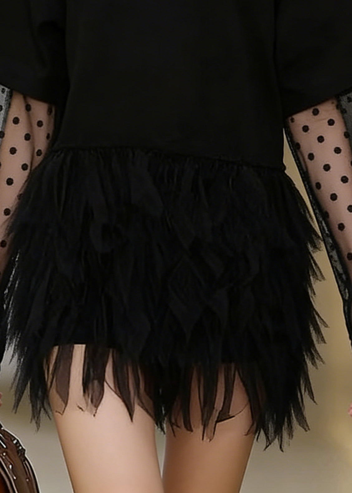 Fashion Black Oversized Patchwork Tulle Mini Dress Summer