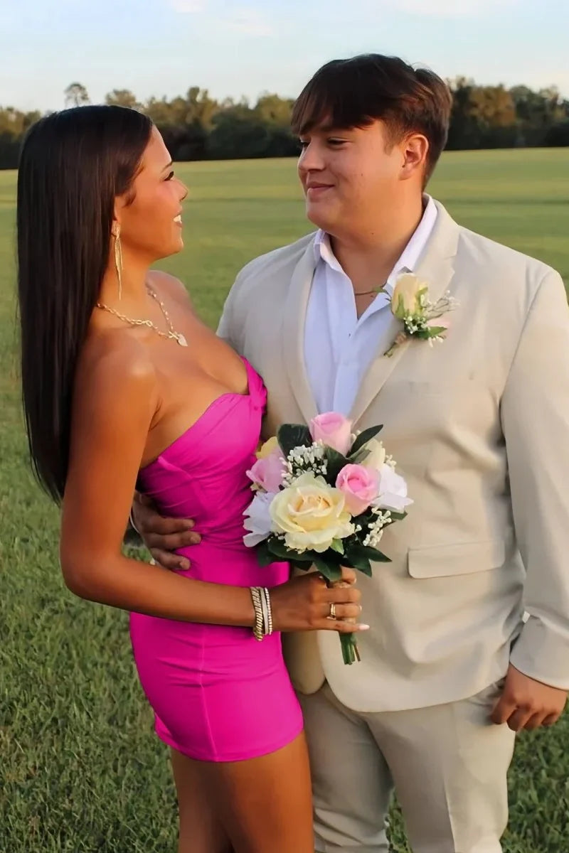 Fitted Sheath Sweetheart Yellow Short Homecoming Dress with Keyhole