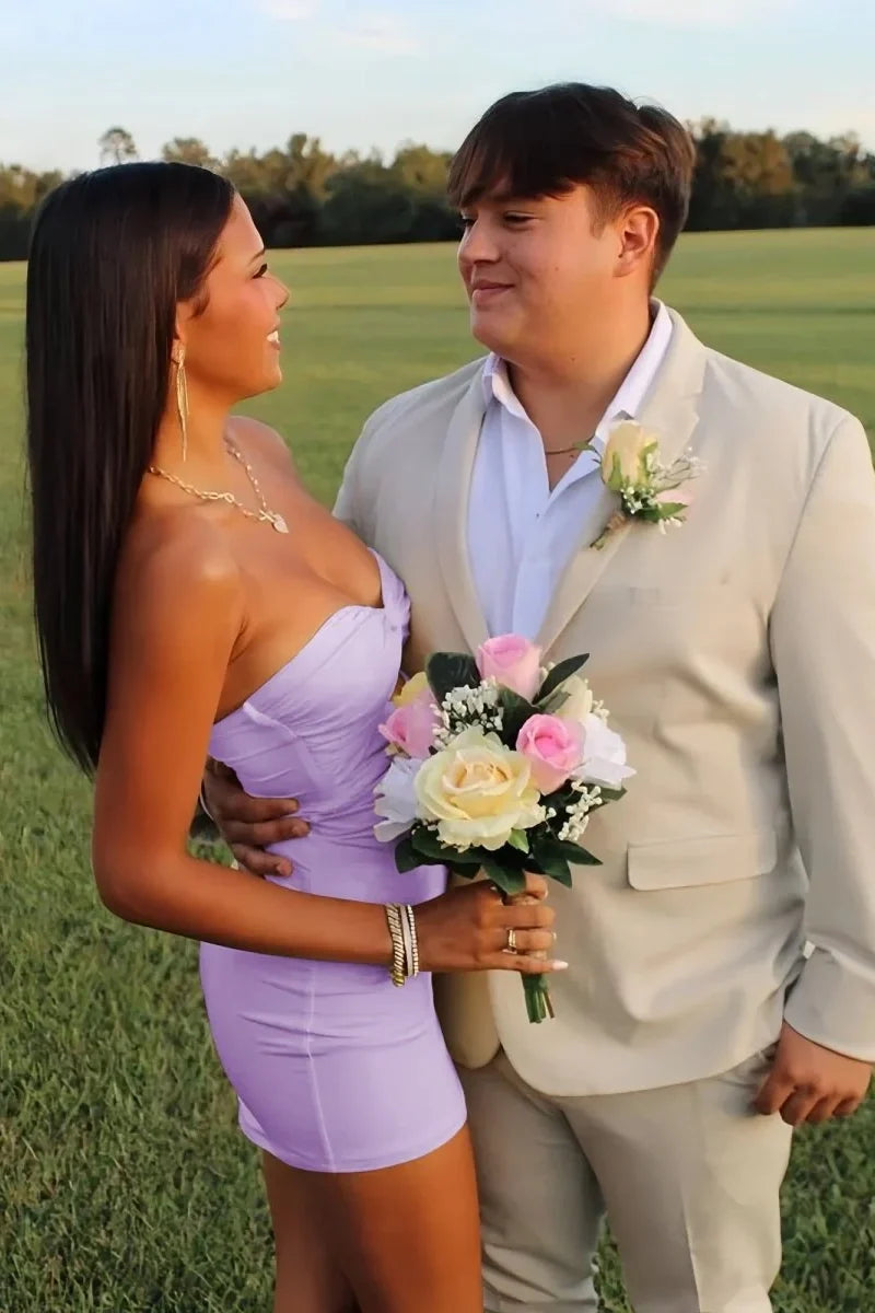 Fitted Sheath Sweetheart Yellow Short Homecoming Dress with Keyhole