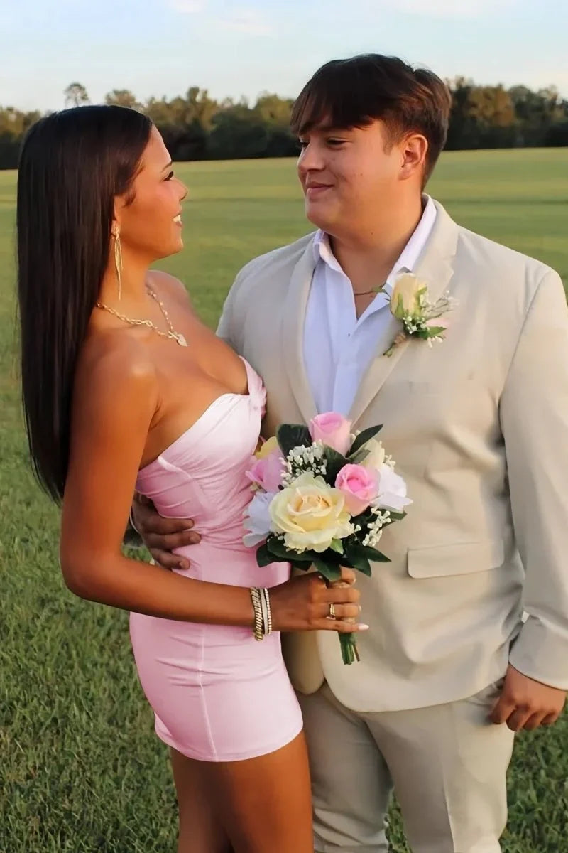 Fitted Sheath Sweetheart Yellow Short Homecoming Dress with Keyhole