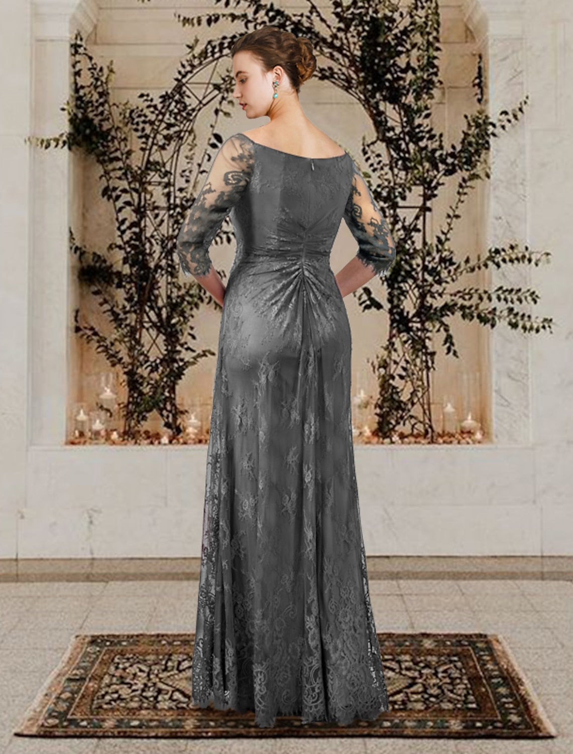 Long A Line Gown with Jewel Neckline for the Mother of the Bride