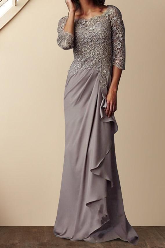 Long Mother of the Bride Column Sheath Gown