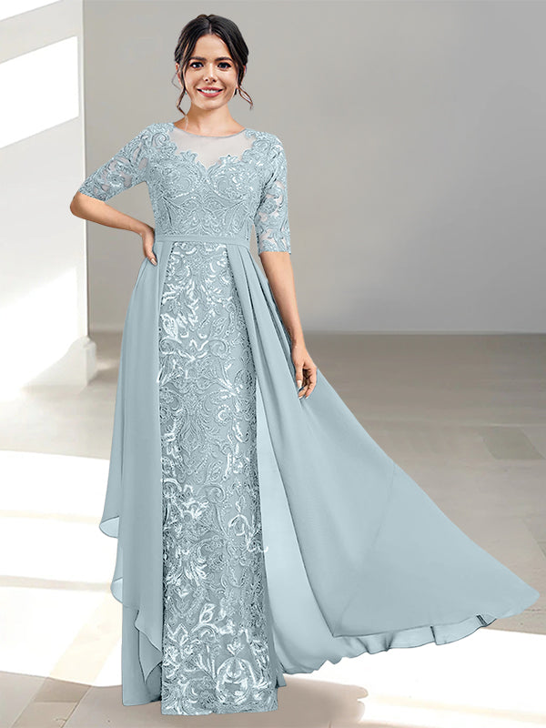 Long Mother of the Bride Dress with A Line and Scoop Necklines