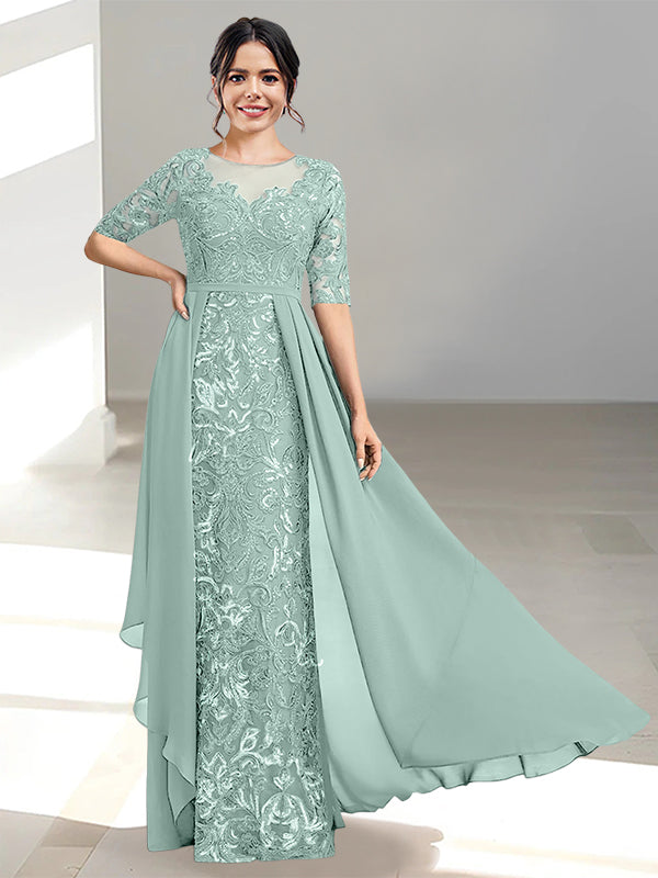 Long Mother of the Bride Dress with A Line and Scoop Necklines