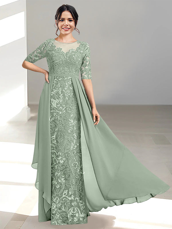 Long Mother of the Bride Dress with A Line and Scoop Necklines