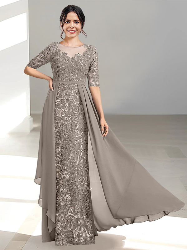 Long Mother of the Bride Dress with A Line and Scoop Necklines
