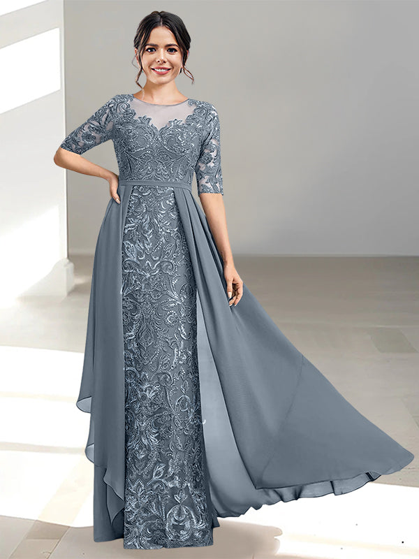 Long Mother of the Bride Dress with A Line and Scoop Necklines