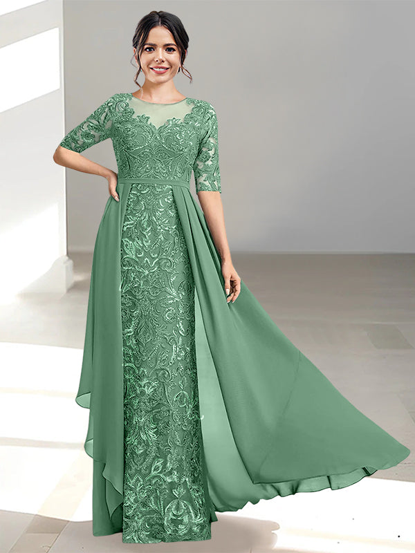 Long Mother of the Bride Dress with A Line and Scoop Necklines