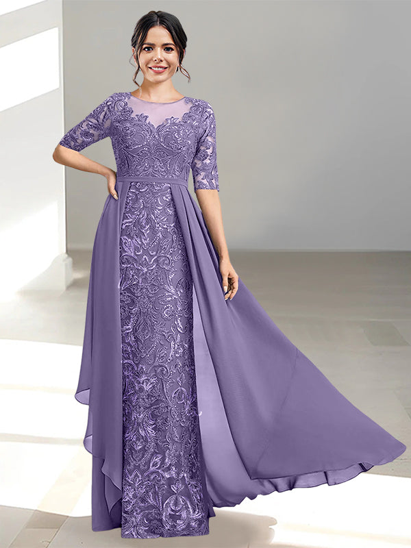 Long Mother of the Bride Dress with A Line and Scoop Necklines