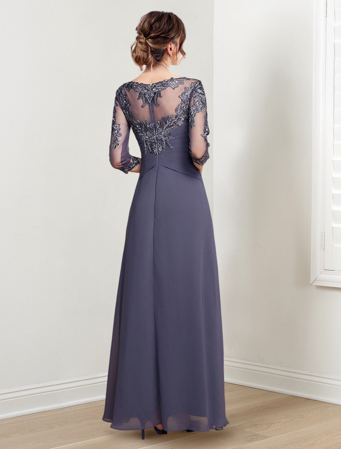 Long Mother of the Bride Dress with A Line and Scoop Necklines