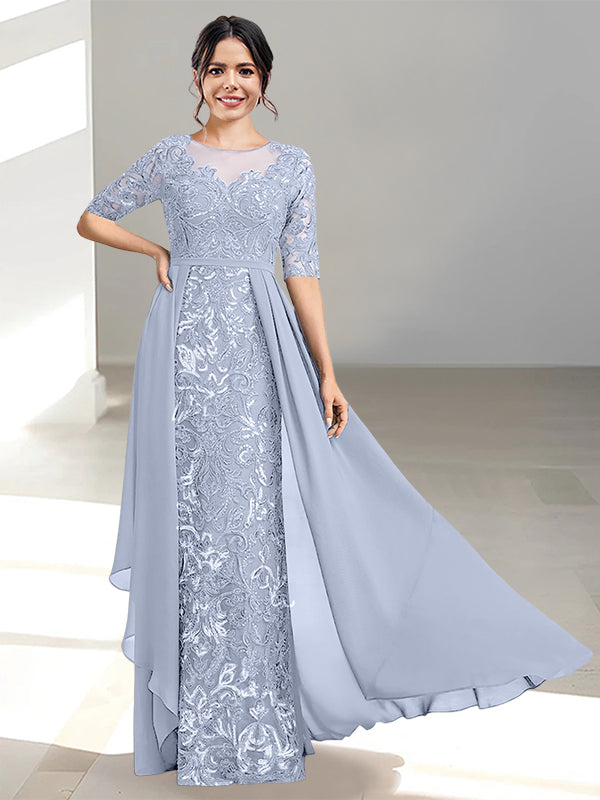 Long Mother of the Bride Dress with A Line and Scoop Necklines
