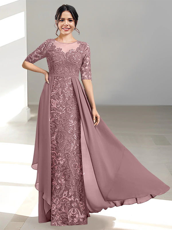 Long Mother of the Bride Dress with A Line and Scoop Necklines