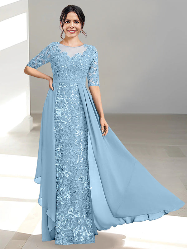 Long Mother of the Bride Dress with A Line and Scoop Necklines