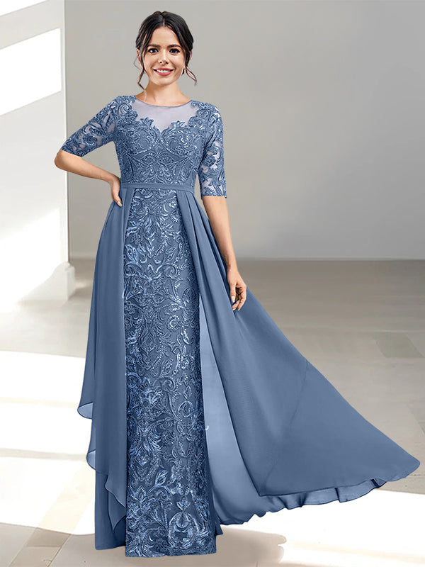 Long Mother of the Bride Dress with A Line and Scoop Necklines