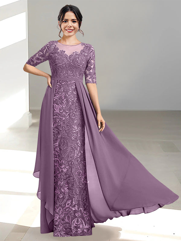 Long Mother of the Bride Dress with A Line and Scoop Necklines