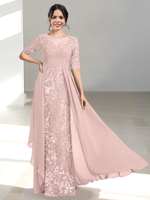 Long Mother of the Bride Dress with A Line and Scoop Necklines