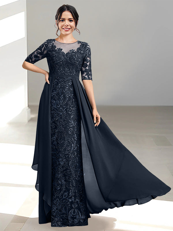 Long Mother of the Bride Dress with A Line and Scoop Necklines