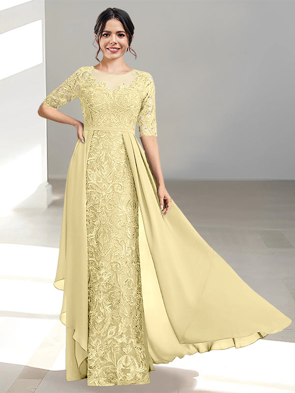 Long Mother of the Bride Dress with A Line and Scoop Necklines