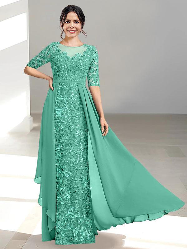 Long Mother of the Bride Dress with A Line and Scoop Necklines