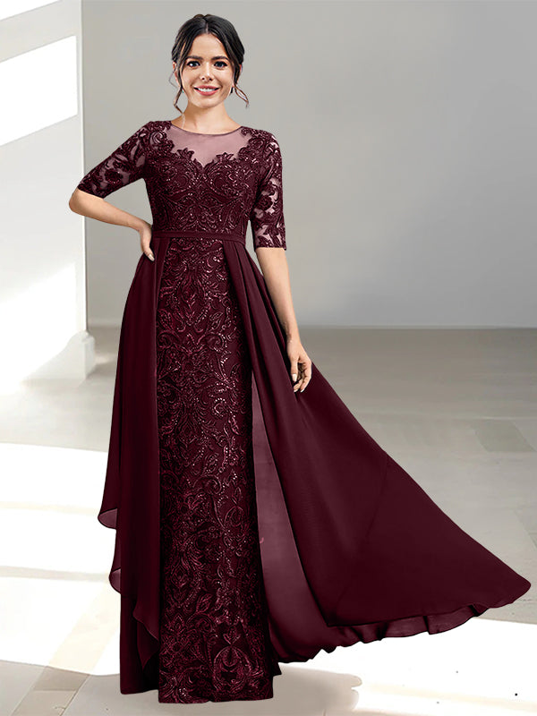 Long Mother of the Bride Dress with A Line and Scoop Necklines
