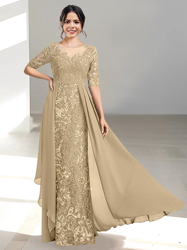 Long Mother of the Bride Dress with A Line and Scoop Necklines