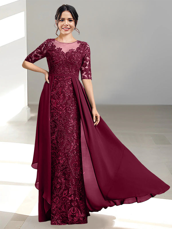 Long Mother of the Bride Dress with A Line and Scoop Necklines