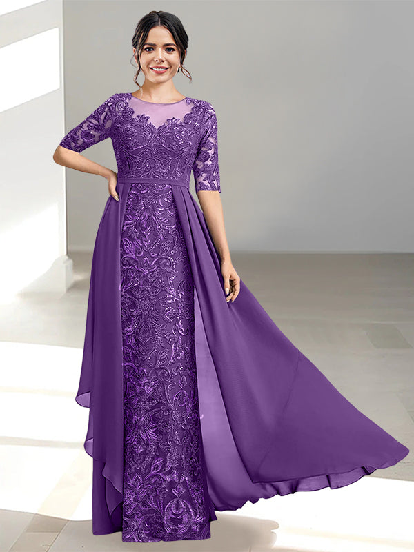 Long Mother of the Bride Dress with A Line and Scoop Necklines