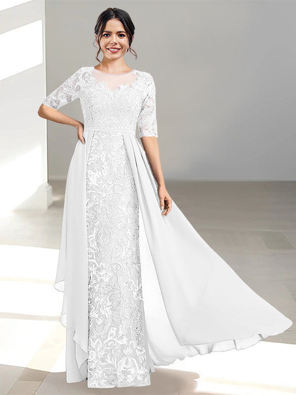 Long Mother of the Bride Dress with A Line and Scoop Necklines