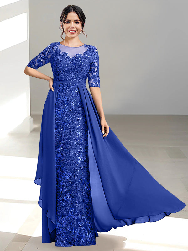 Long Mother of the Bride Dress with A Line and Scoop Necklines