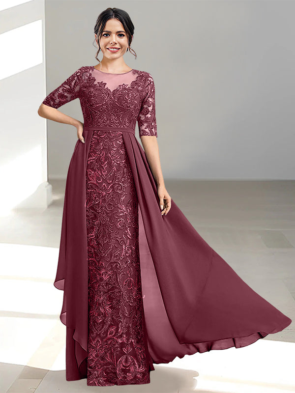 Long Mother of the Bride Dress with A Line and Scoop Necklines