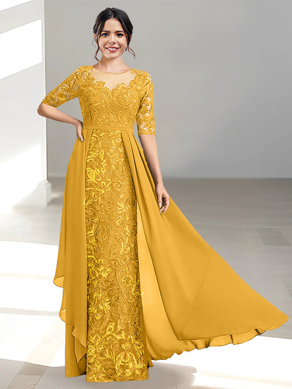 Long Mother of the Bride Dress with A Line and Scoop Necklines