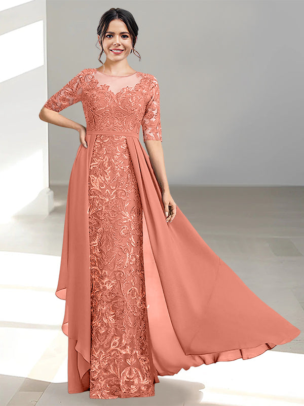 Long Mother of the Bride Dress with A Line and Scoop Necklines
