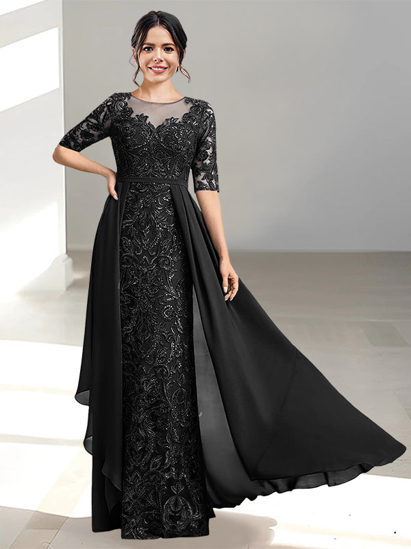 Long Mother of the Bride Dress with A Line and Scoop Necklines