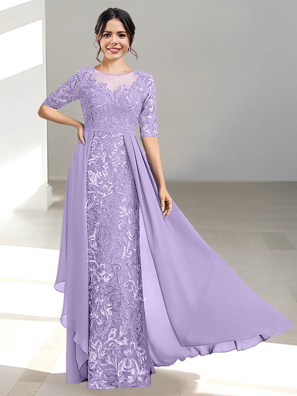 Long Mother of the Bride Dress with A Line and Scoop Necklines