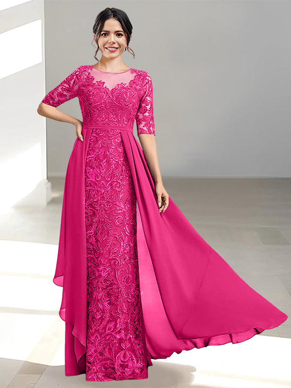 Long Mother of the Bride Dress with A Line and Scoop Necklines
