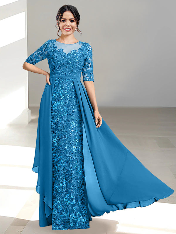 Long Mother of the Bride Dress with A Line and Scoop Necklines