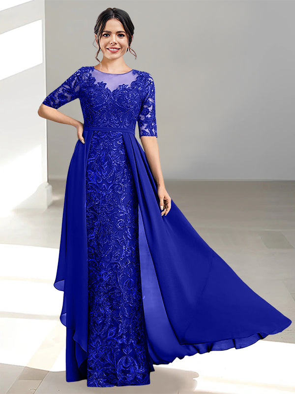 Long Mother of the Bride Dress with A Line and Scoop Necklines