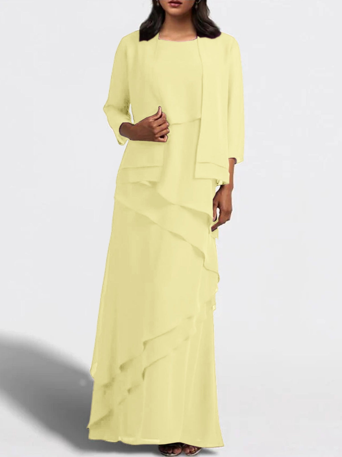Long Mother of the Bride Sheath Dress with Matching Jacket