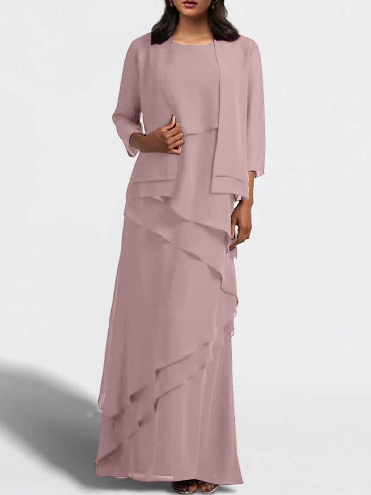 Long Mother of the Bride Sheath Dress with Matching Jacket