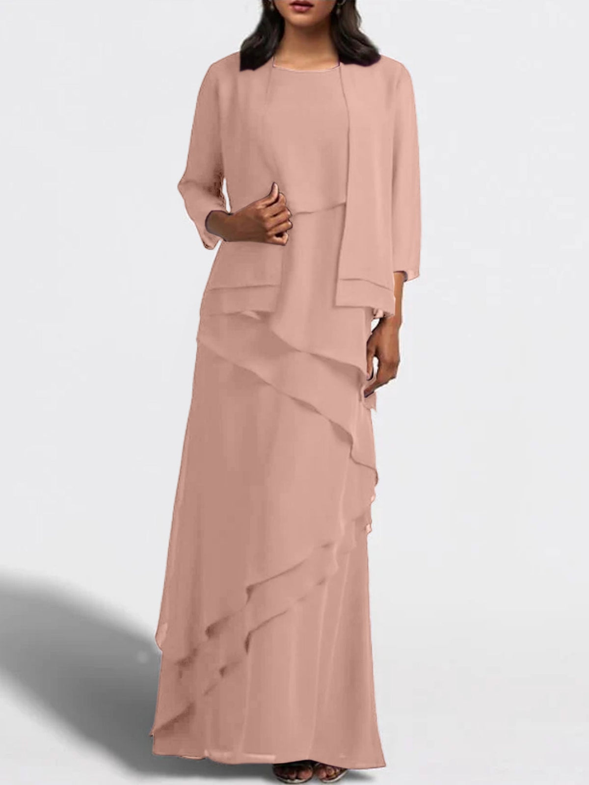 Long Mother of the Bride Sheath Dress with Matching Jacket