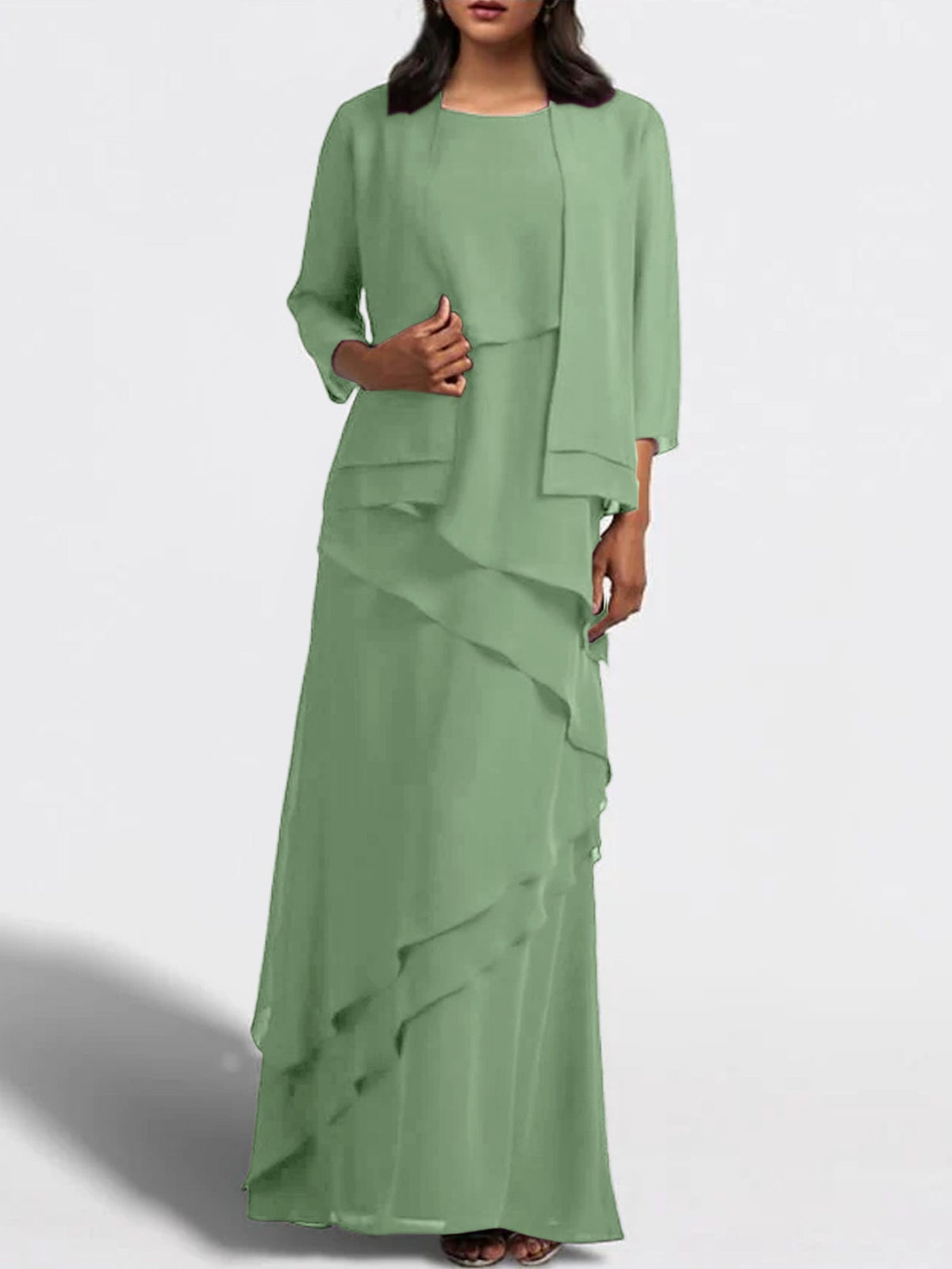 Long Mother of the Bride Sheath Dress with Matching Jacket