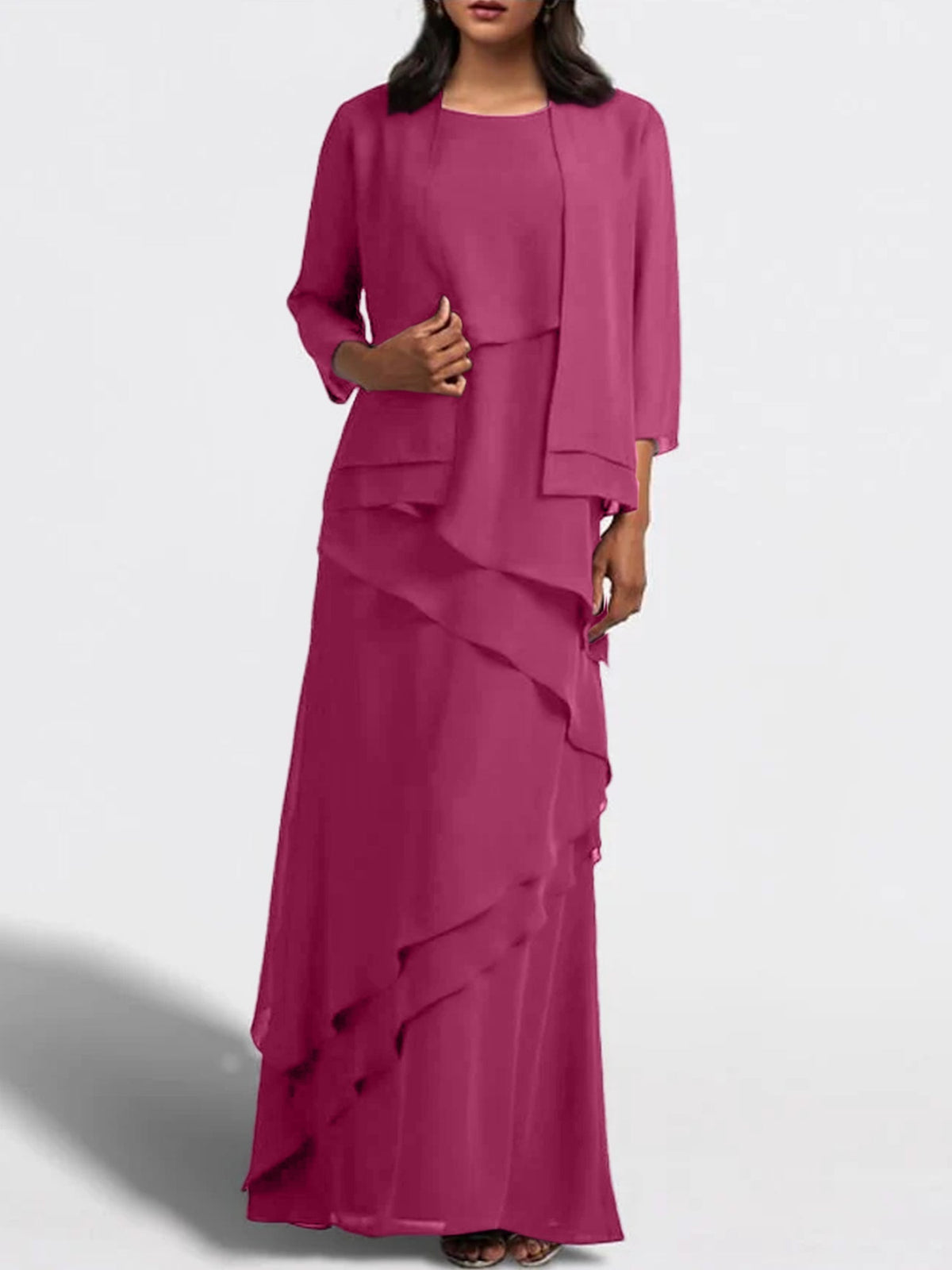 Long Mother of the Bride Sheath Dress with Matching Jacket