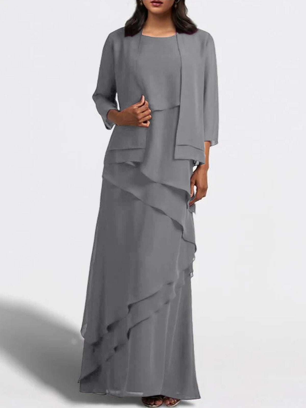 Long Mother of the Bride Sheath Dress with Matching Jacket
